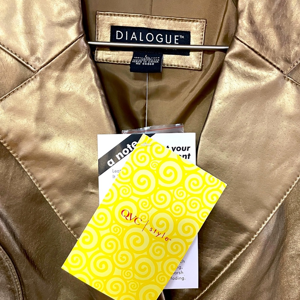 NWT Dialogue Bronze 100% Leather Blazer Jacket Sz L - Picture 5 of 7